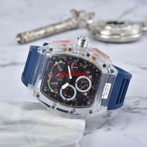 2023 Orologio militare blu superiore di lusso per uomo Cassa trasparente Cronografo Orologi sportivi in silicone Orologio Steampunk maschile Reloj Hombre