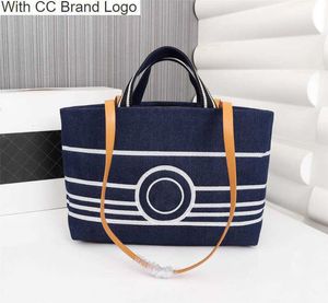 CC Body Cross Body Denim Tote Bags Channel Handbag Designer Moda Mulheres Bolsa Compras de Luxa de Luxúria Impressão de Linha Prinha 38cm