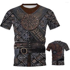 Męskie koszulki Medieval Knight Viking Tattoo Pancerze T-shirt kobieta mężczyzna o-deterk 3D druk nadmierny streetwear boys swobodne ubrania dla dzieci
