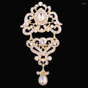 Brooches DIEZI Luxury Fashion Flower Bridal For Women Ladies Wedding Crystal Rhinestone Bouquet Brooch Pins Dress Accessories