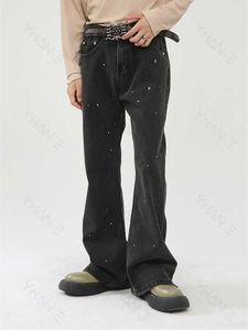 جينز جينز شارع ملابس الرجال الأزياء الجديدة نمط جديد الترفيه الجينز الأسود جينز فضفاضة مزاج متعدد الوظائف الجينز الفضفاضة Z0225