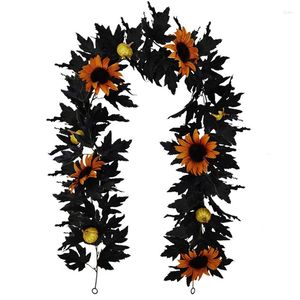 Decorative Flowers 180cm Long Artificial Sunflowers Vine Autumn Cane Backdrop Decor Silk Fake Rattan Garland For Wedding Home El Decoration