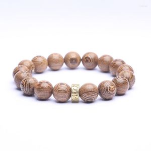 Strand autentico africano originale perline di legno 12 mm rosario braccialetto elastico gioielli unisex in rilievo