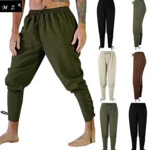 Men's Pants Men Halloween Medieval Viking Pirate Come LaceUp Pants Larp Cosplay Celtic Trousers Outfit TieUp Cotton Pants Plus Size Z0225