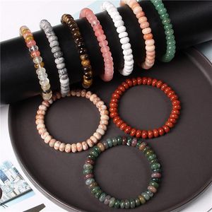 Fios de miçangas de miçangas por atacado pulseiras elásticas artesanais para homens Chakra Natural Polido Aventurina Rondelle Stone Stops Bangle