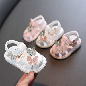 Sandały Księżniczki Butterfly Sandals Pu skóra Wygodna letnie dziewczynki miękki dół anty slip niemowlę buty Z0225