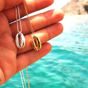 Hänge halsband Fashion Sea Shell Halsband Damer Girls Bohemian Long Chain Collar Smyckespresent