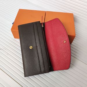 Kahverengi çiçek cüzdanları kırmızı bayan uzun cüzdan çok renkli tasarımcı para çanta kartı tutucu kutusu çantalar kadınlar klasik fermuarlı cep çantası kahverengi ekose