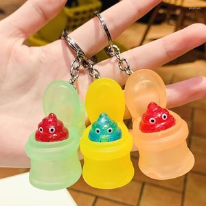 Keychains 1Pcs Cute Key Chain Mini Toilet Ring Classic 3D Faeces Keychain PVC Bathroom Creative Gift Trinket Accessories