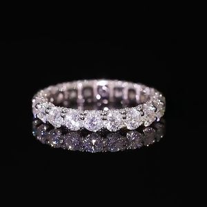 Eternity D Color Moissanite Diamond Ring 100% Реал 925 стерлинговой обручальный обручальный колец для женщин свадебные украшения