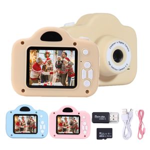 Fotocamere giocattolo Fotocamera per bambini HD da 2 pollici Videocamera giocattolo digitale per cartoni animati con lettore di schede Regalo di compleanno di Natale 230225
