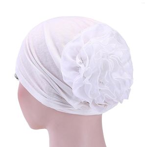 Ethnic Clothing Monochrome Turban Muslim Chiffon Large Disc Flower Arab Headscarf Jilbab Hair Scarfs For Ladies