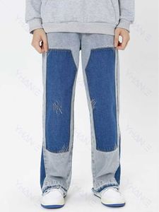 جينز الرجال الأزرق الجينز الجينز الرجال النحيف أزياء غير رسمية جينز مستقيمة الرجال الشارع الهيب هوب البضائع سراويل السراويل رجالي الحجم كبير الدنيم Z0225