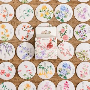 Present Wrap 46 PCS Plant Flowers Round Boxed Stickers Dekorativa Collage Scrapbooking Stick Labels Planner Junk Journal Supplies