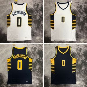 Stampato 2023 New Basketball Jersey 0 Tyrese Haliburton Nome Numero Lontano Alta qualità Sport traspirante Vendita Alta qualità