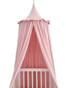 Crib Netting 100% Cotton Crib Kids Room Deco Baldachin with Frill Bed Curtain Canopy for Nursery 230225