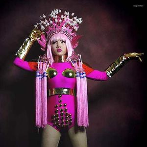 Stage Wear Peking Opera Hoofddeksels Cosplay Kostuum Dans Chinese Fold Dancer Nachtclub Bar Show Kleding