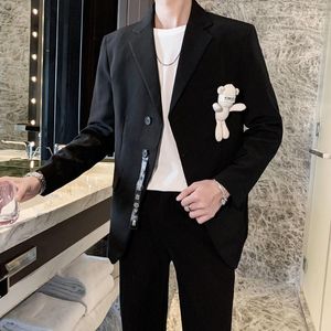 Abiti da uomo Blazer Primavera Autunno Abito Tendenza Moda Sciolto Solido Top All-match Manica lunga Personalità Bambole Stelle filanti Giacca casual Uomo