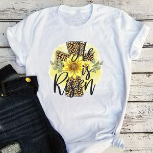 Frauen T -Shirts Er ist auferstanden 2023 Frauen religiöse grafische Tees Sommer Christliche Osterkleidung