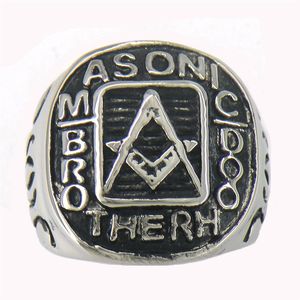 Fanssteel Stael nierdzewna męskie lub Wemens Biżuteria Masonary Master Mason Bracthood Square and władca Pierścień Masonowy 11W15175L