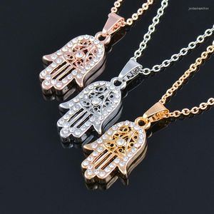 Pendant Necklaces LEEKER Classic Hand For Women Rose Gold Color Cubic Zircon Chain Accessories Jewelry Female Necklace 681 LK6