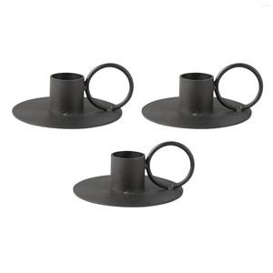 Candle Holders 3pcs Centerpiece Restaurant Vintage Gift Candlestick Holder Wedding Party Home Decor Dining Room For Taper Black With Handle