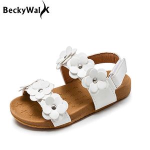 Sandals 2022 New Summer Children Sandals for Girls Soft Leather Flowers Princess Girl Shoes Kids Beach Sandals Baby Toddler Shoes CSH369 Z0225