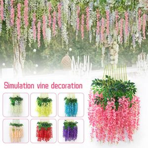 Flores decorativas 12pcs Artificial Silk Flower Garland Vine Wisteria Leaf Holding Wedding Birthday Party Decor Diy Garden Arch Plant