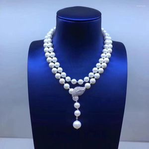 Chains Sinya Sweater Chain Round Natural Pearls Strand Long Necklace Women Girls Mum Lover Est Gift Double-deck Pearl Chocker