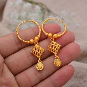 Charm Luxury Women Dubai 24K Gold Color Earrings India Etiopien African Bride Wedding Presents örhängen Brud G230225