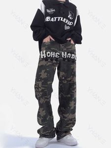 Herren Jeans Retro Taschenfarbe Camouflage Denim Cargohose Stickerei Design Lässige Straße Gerade Freizeithose Straßenkleidung Jogger Z0225