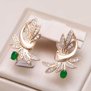 Charm Kinel New Emerald Cut Zircon med 585 Rose Gold Drop Earrings For Women Luxury Big Crystal Flower Earring Ethnic Wedding Jewelry G230225