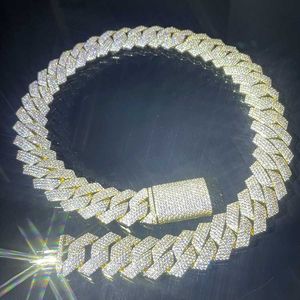 HotSale Hip Hop Cuban Chain Jewelry 4 Rows 19mm 925 Sterling Silver VVS Moissanite Necklace Link