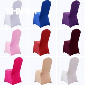 Stol täcker luft bomull spandex vit täckt tyg tjock slipcover för el bankett bröllop fest evenemang matbord sittplats dekoration