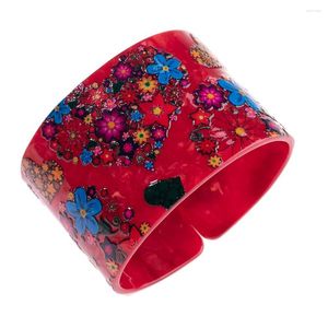 Armreif Liebe Blume Pflanze Armreifen Bunte Acetat Schmuck Mode Damen Armband Weiß Schildpatt Rot Strand Weibliche Accessoires