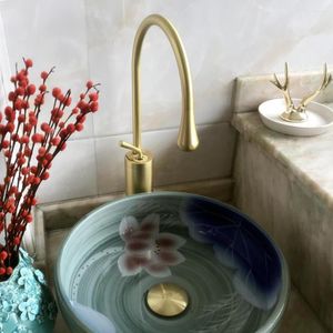 Bathroom Sink Faucets VOURUNA Brushed Golden&Black&White Single Lever Tall Vessel Faucet Lavatory Basin Mixer Tap