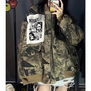 Women s Jackets Varsity Vintage Dark Print Grunge Baseball Uniform Casual Coat Ins Fashion Streetwear Zipper 230225