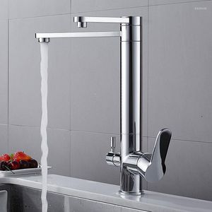 Kitchen Faucets Filtered Faucet Copper Sink Tap Water Purifier Dual Sprayer Drinking Swivel Spout Cold Mixer