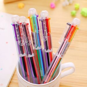 6-in-1-Farb-Multifunktions-Kugelschreiber, 0,5 mm, Neuheit, mehrfarbig, Kindergeschenke, Büromaterial und Schule