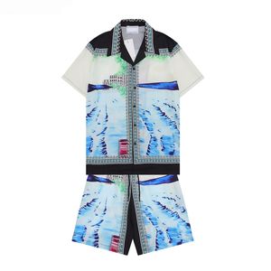 Casablanc-s 22ss tasarımcı gömlek Masao San baskı erkek gündelik gömlek gevşek ipek gömlek kısa kollu lüks tişört yüksek kaliteli tees boyutu M-3XL # 686868 kadın