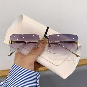 Sunglasses KAMMPT Vintage Rimless Gradient Sunglasses 2022 Fashion Sun Glasses Eyewear for Man Woman Trendy Luxury Brand Design Shades G230225