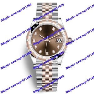 Gorąca sprzedaż Nowa damska zegarek 31 mm brązowy tarcza 278341 178344 Diamentowa ramka 18K Rose Gold Luksusowy zegarek Azja 2813 Automatyczne mechaniczne zegarki o średniej wielkości