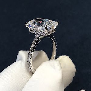 18K Moissanit Ring Square Bright Cut Simulation Diamant Ringe Hochzeitsverlobungsring für Frauengeschenk WW