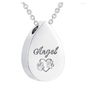 チェーンIJD9582 Tiny Teardrop Memorial Ashes Urn Necklaceかわいい印刷物の彫刻ペットの火葬