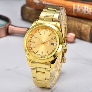 Vendita orologi da uomo di marca tutto in acciaio inossidabile orologio d'oro moda quadrante blu 40 mm movimento al quarzo orologio impermeabile di alta qualità