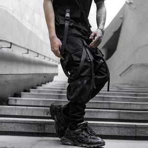 Pantaloni da uomo 2023 New Streetwear Pantaloni Hip Hop Pantaloni da jogging Tasche Uomo Harem Casual Pantaloni da uomo Nastri alla caviglia Pantaloni neri Uomo ABZ696 Z0225