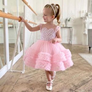 女の子のドレスMvozein Puffy Princess Dress Luxury Birthday Feather Fellow Child First Oncomion Baby Gown