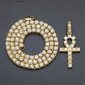 24 Inch Top Sell Hip Hop Sparkling Luxury Jewery Platinum Plated Rhinestone Crystal Human Party Women Men Gold Key Pendant Necklace Gift
