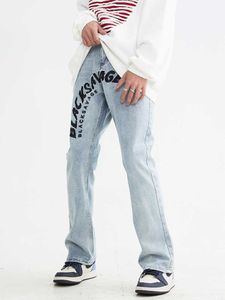Jeans masculinos Gaojie retro masculino bordado y2k jeans casual e solto calças de perna reta machos roupas de rua calças estilos de estilo z0225