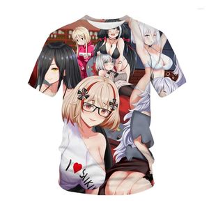 Herr t shirts mode azur lane t-shirt kvinna man 3d tryckmönster överdimensionerad kawaii design flicka pojke harajuku barn kläder topp tees